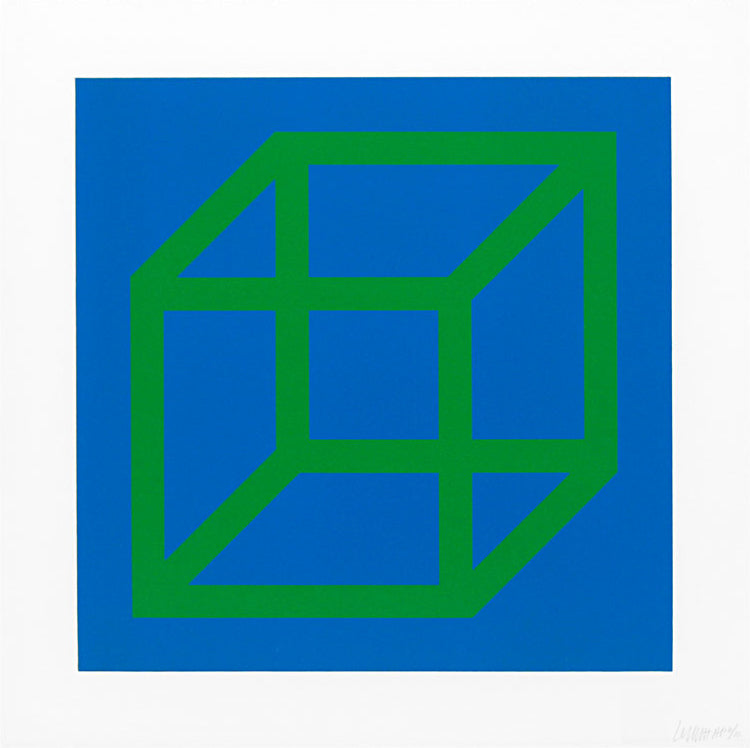 Sol Lewitt "Open Cube in Color on Color" Green/Blue