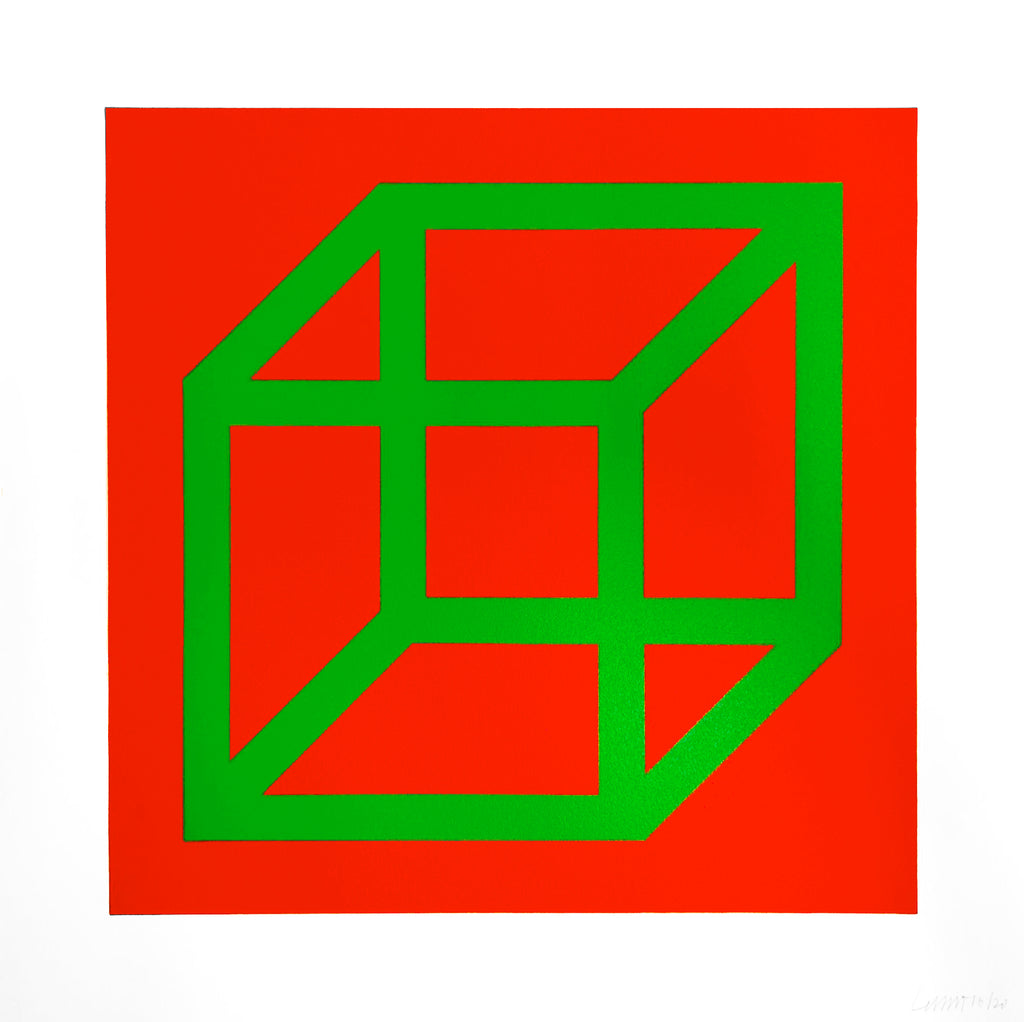 Sol Lewitt "Open Cube in Color on Color" Green/red