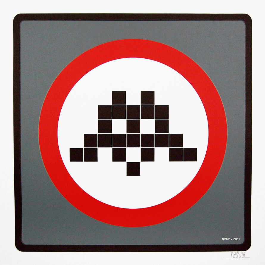 Space Invader "Warning Invader" Grey